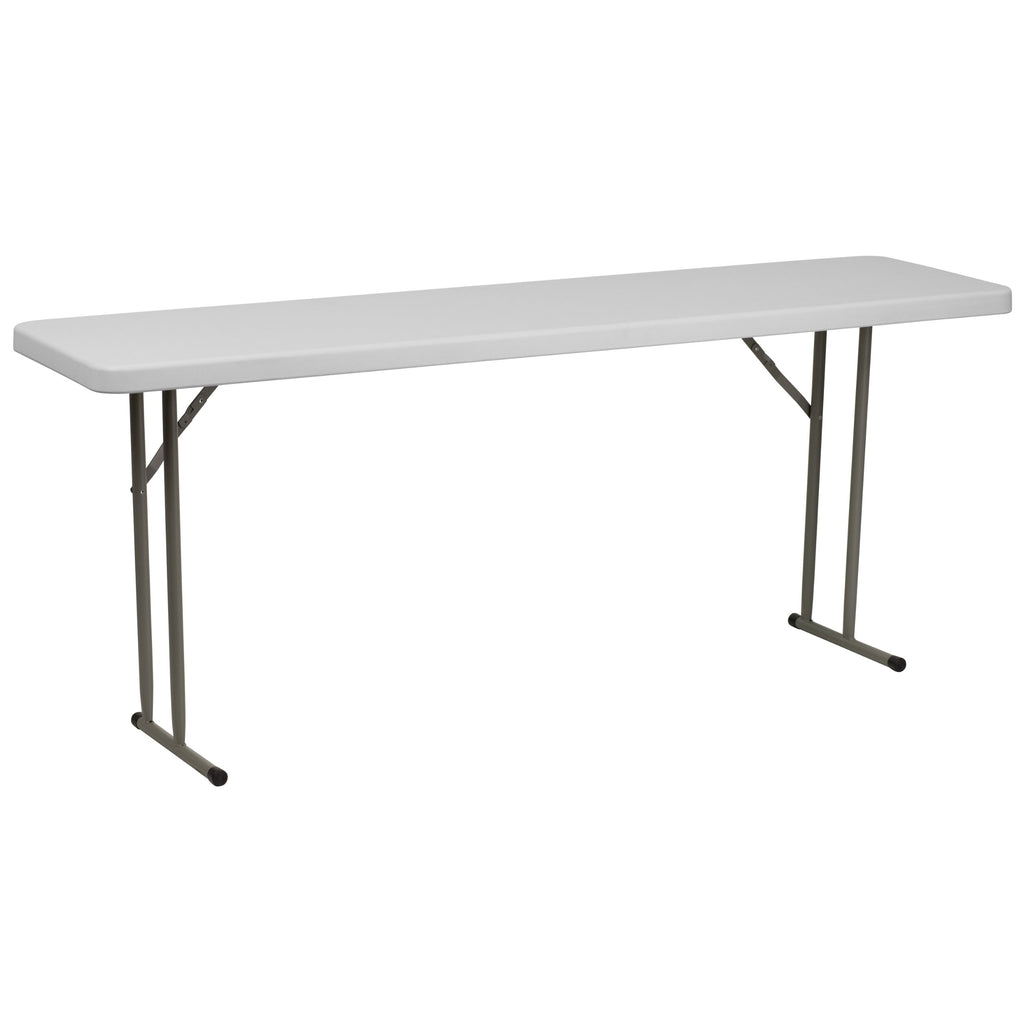 6-Foot Rectangle Granite White Plastic Folding Training Table K8639