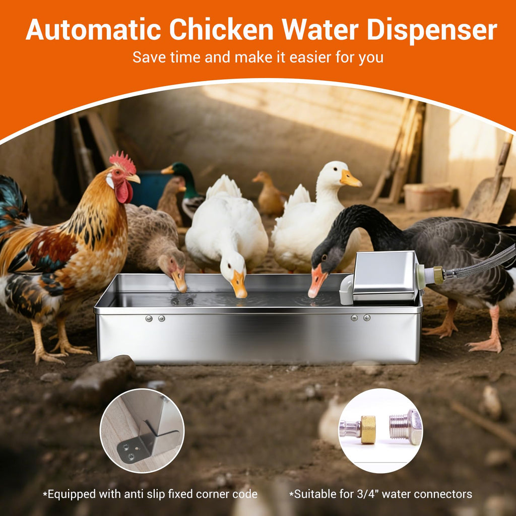 1 Gallon Stainless Metal Automatic Chicken Waterer Dispenser S877