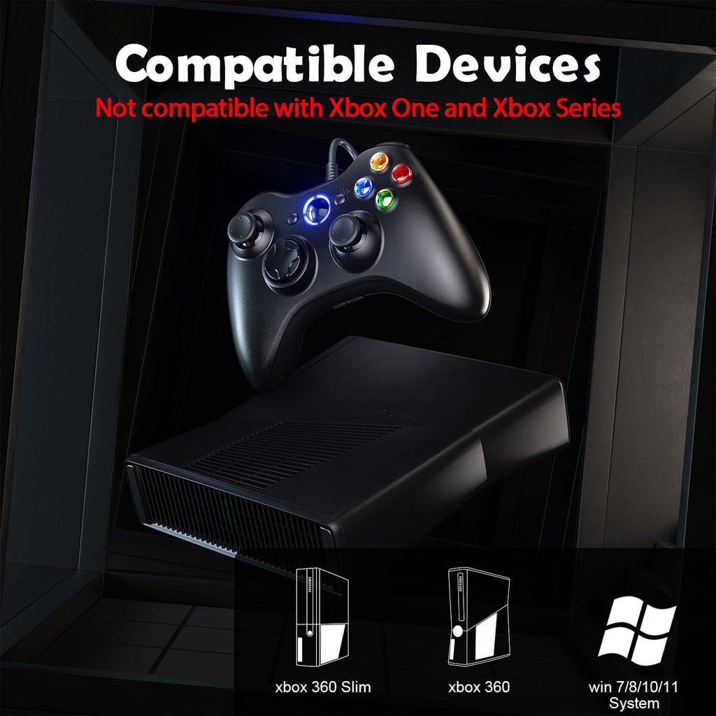 10ft Wired Controller with Upgraded Joystick, Double Shock, 2.5mm Audio Jack - 2 Pack V98007