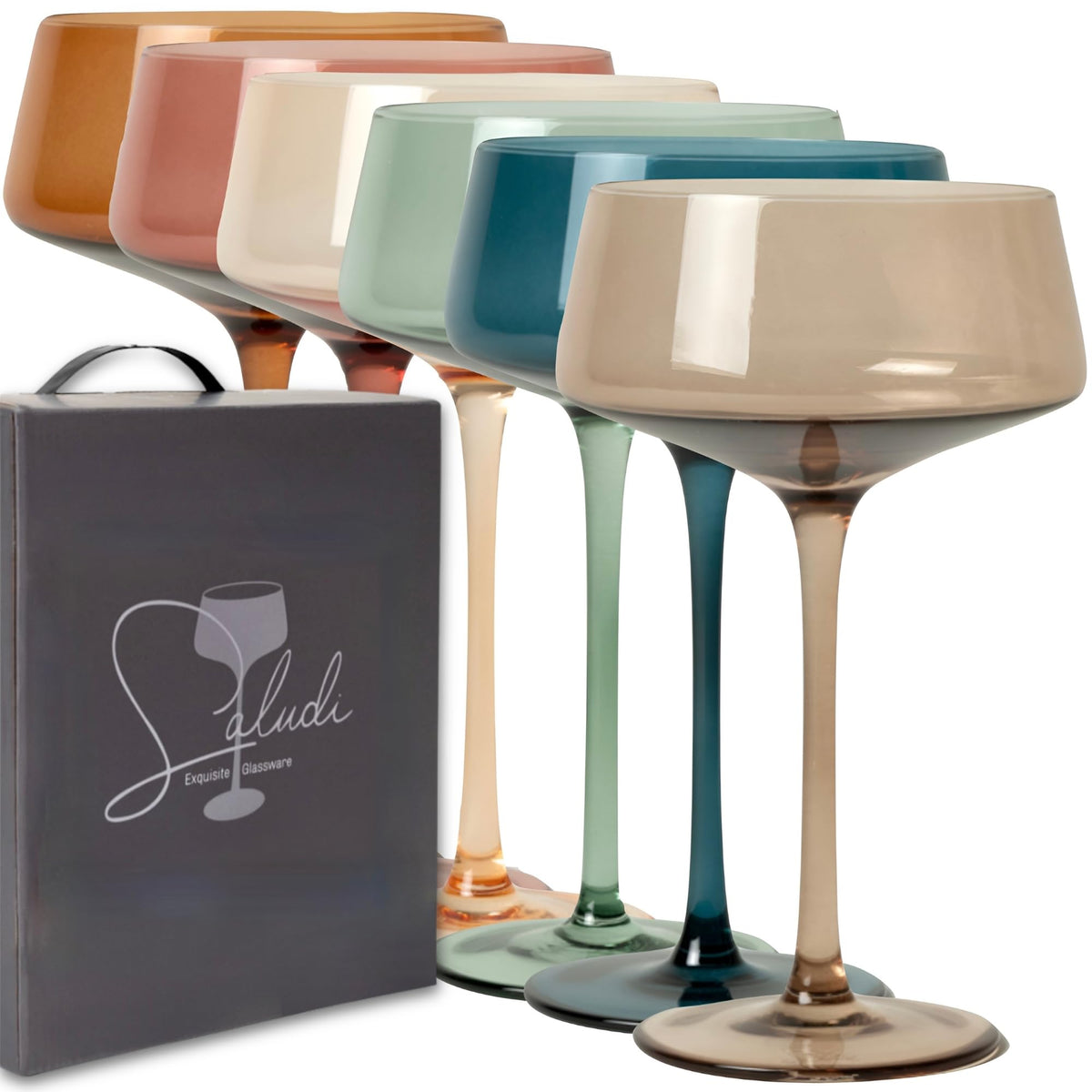 Colored Coupe Glasses Set of 6 Q4942