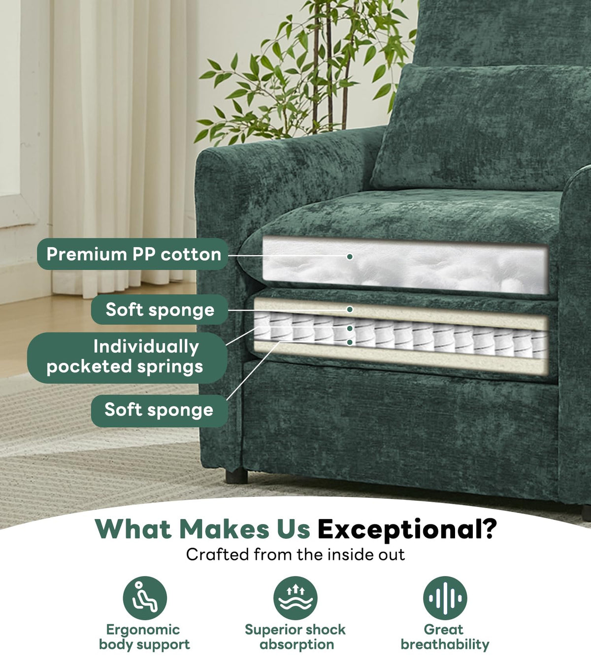 Green 2-Pack Upholstered Accent Chair Set W681574