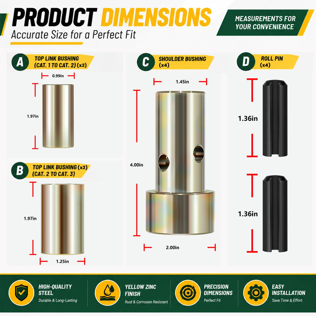 Quick Hitch Bushing Kit for Category 1 3-Point Hitch Tractors M338