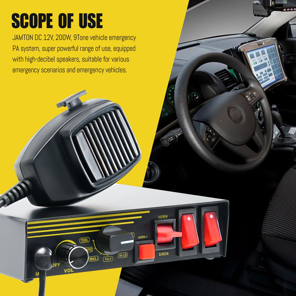200W 12V 9 Tone Emergency Siren System L3861
