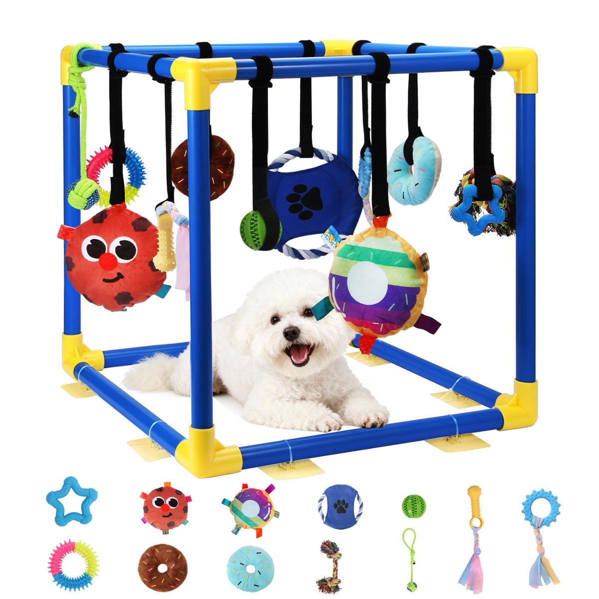12 Toys Puppy Play Gym with Squeaky Toys S674