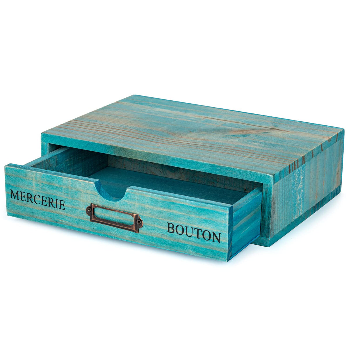 Turquoise Single Drawer Wooden Organizer E14855