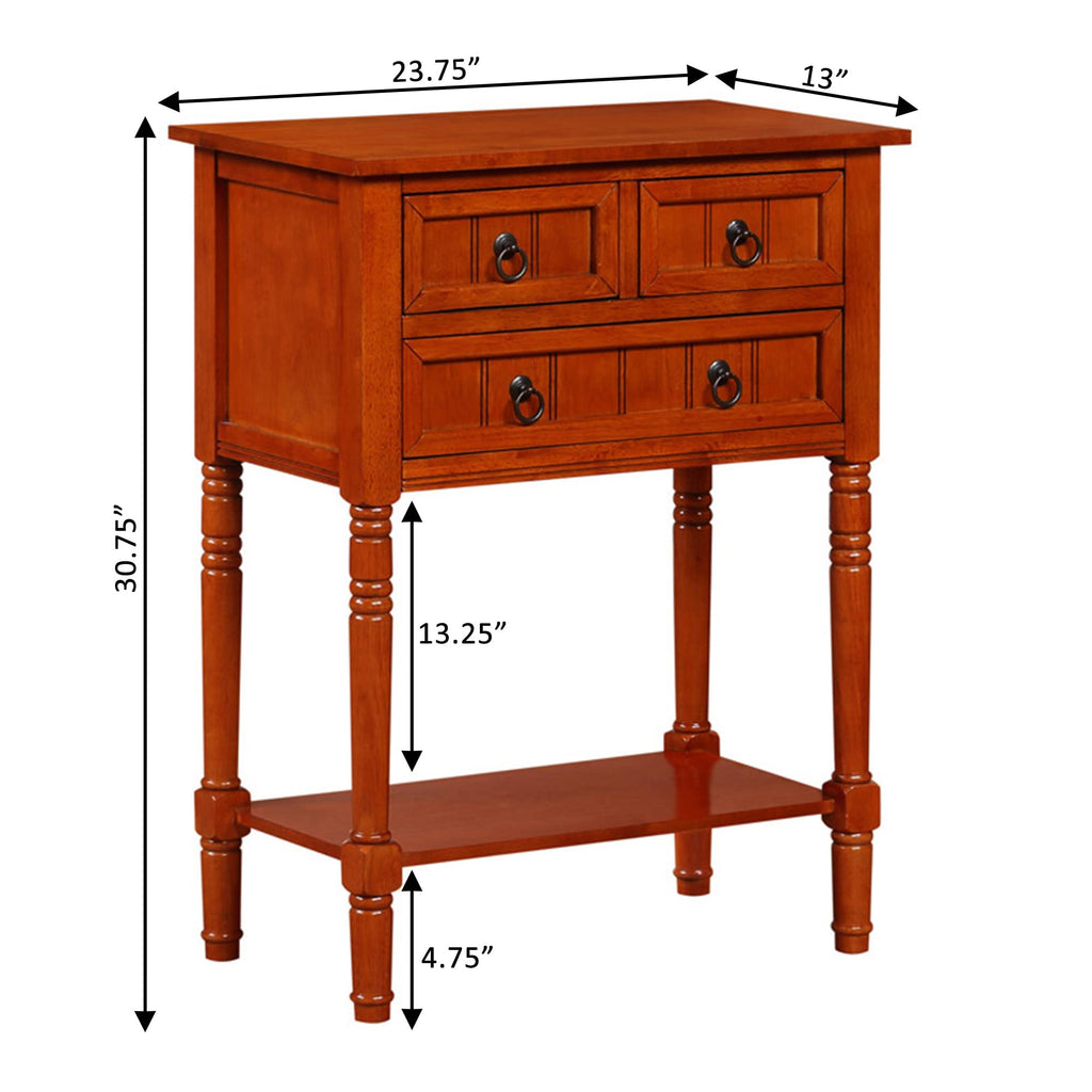 Cherry Hall Table with 3 Storage Drawers and Shelf U211