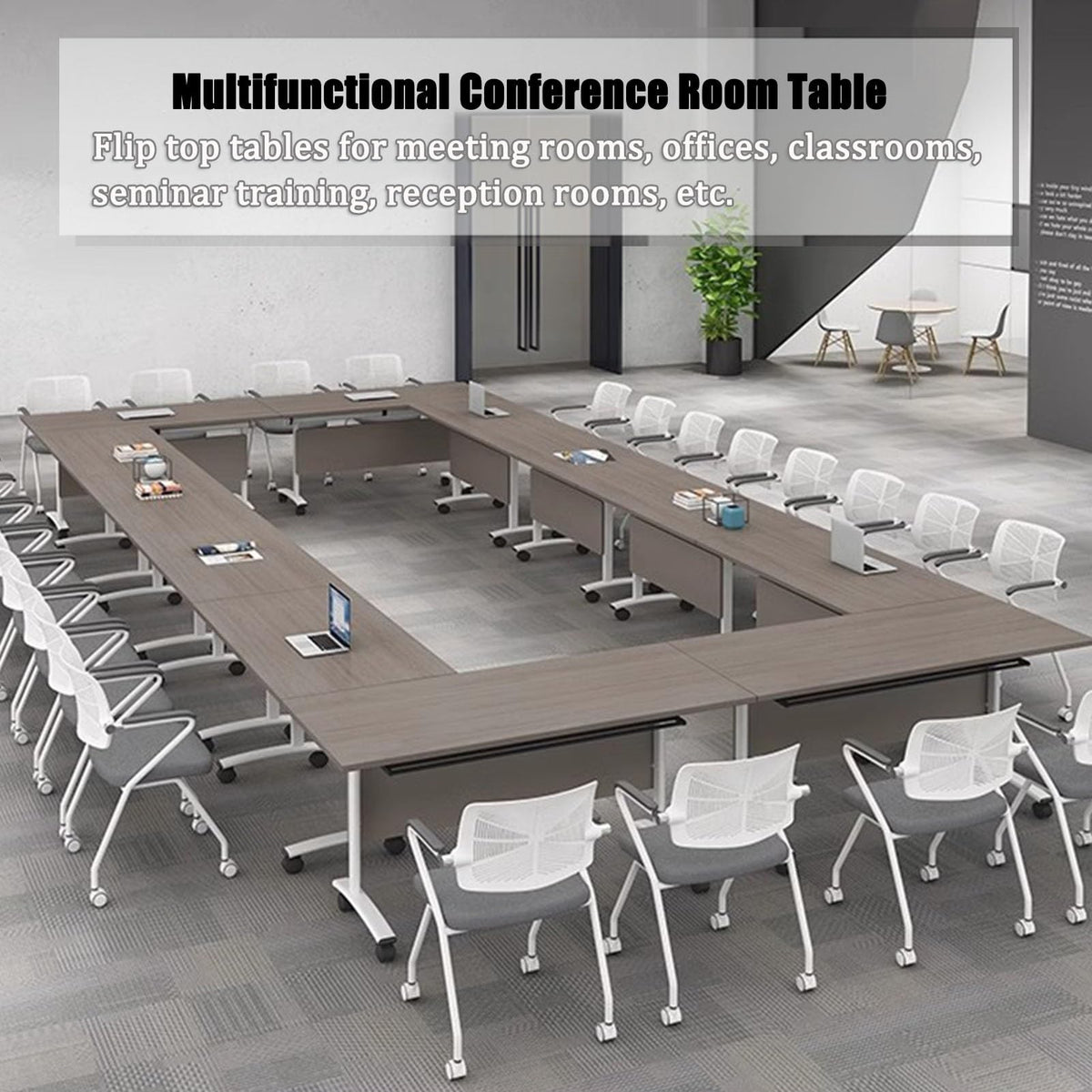 Gray Wood Folding Table with Steel Frame Z646760