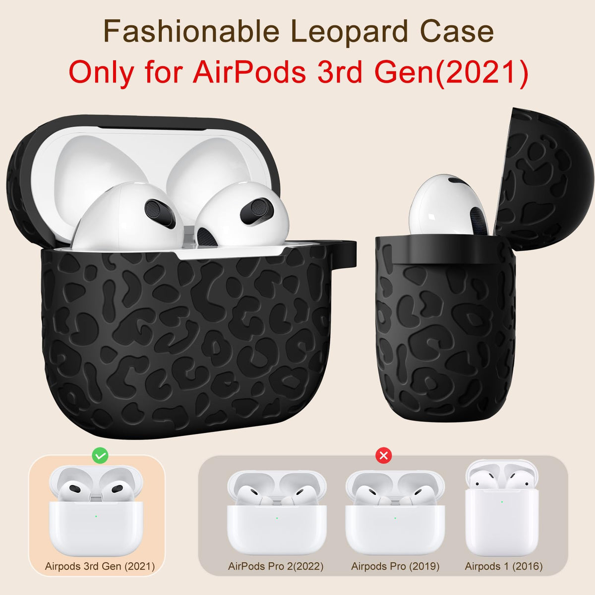 Black AirPod 3rd Generation Case with Keychain H3848