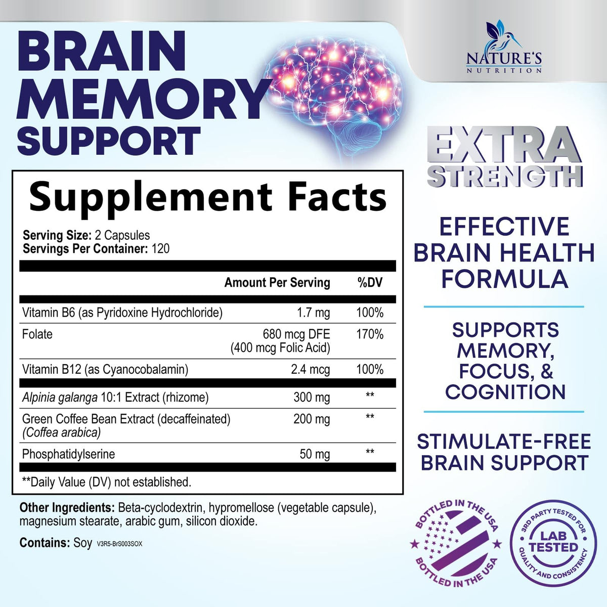 Brain Memory Supplement Pills 240 Capsules C846