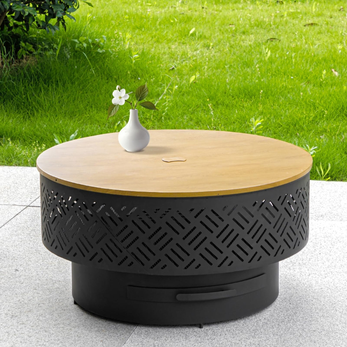 32 Inch Wood Burning Fire Pit with Grill & Lid V68845