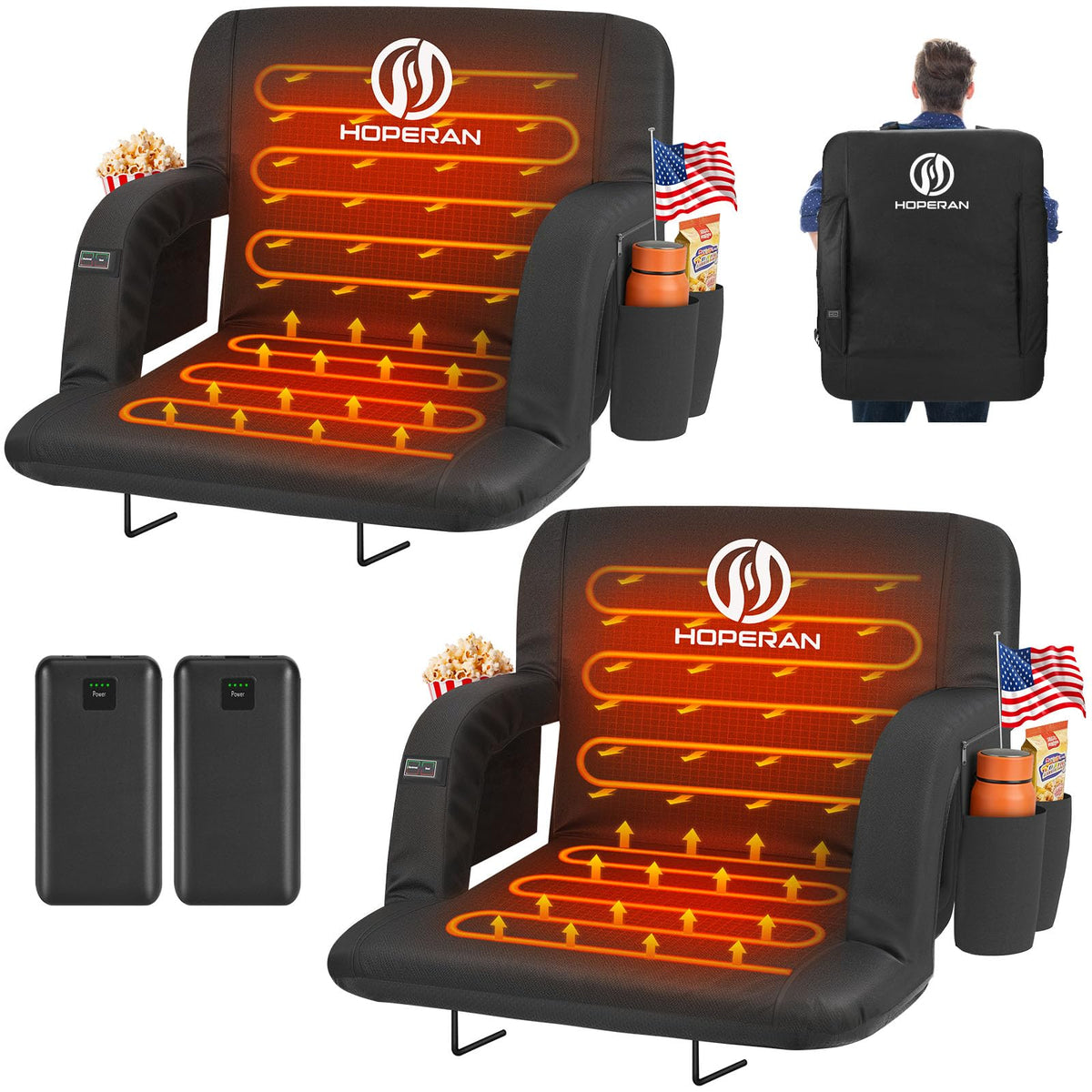 Heated Stadium Seats for Bleachers with Power Bank H76167