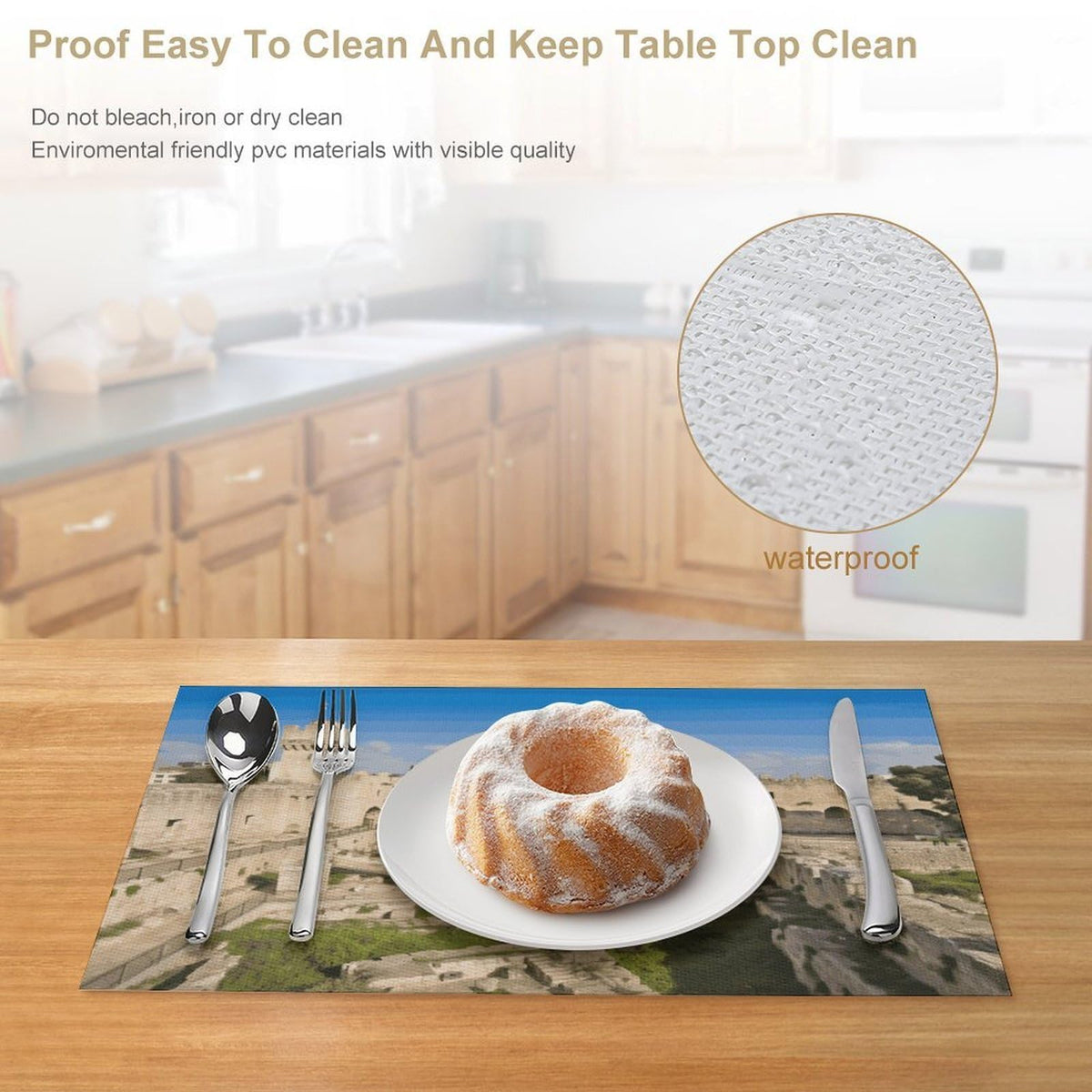 Washable Stain Resistant Placemats 4 PCS I73750