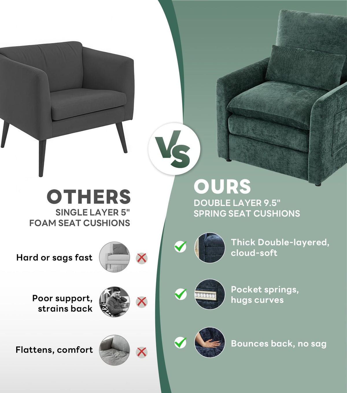 Green 2-Pack Upholstered Accent Chair Set W681574