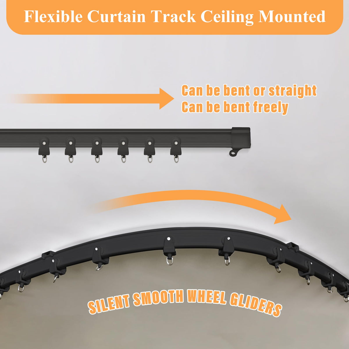 Blackout Room Divider Curtains with Ceiling Tracks Set Q614357