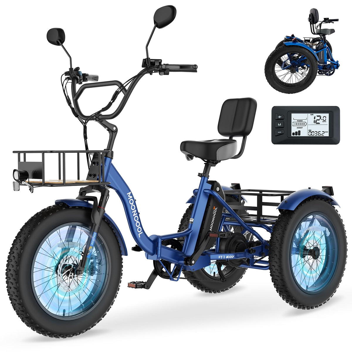 Electric Tricycle for Adults 500W 20" Fat Tire Q825408