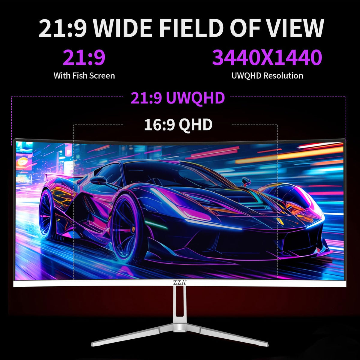 White 34'' Curved Ultrawide Gaming Monitor K653