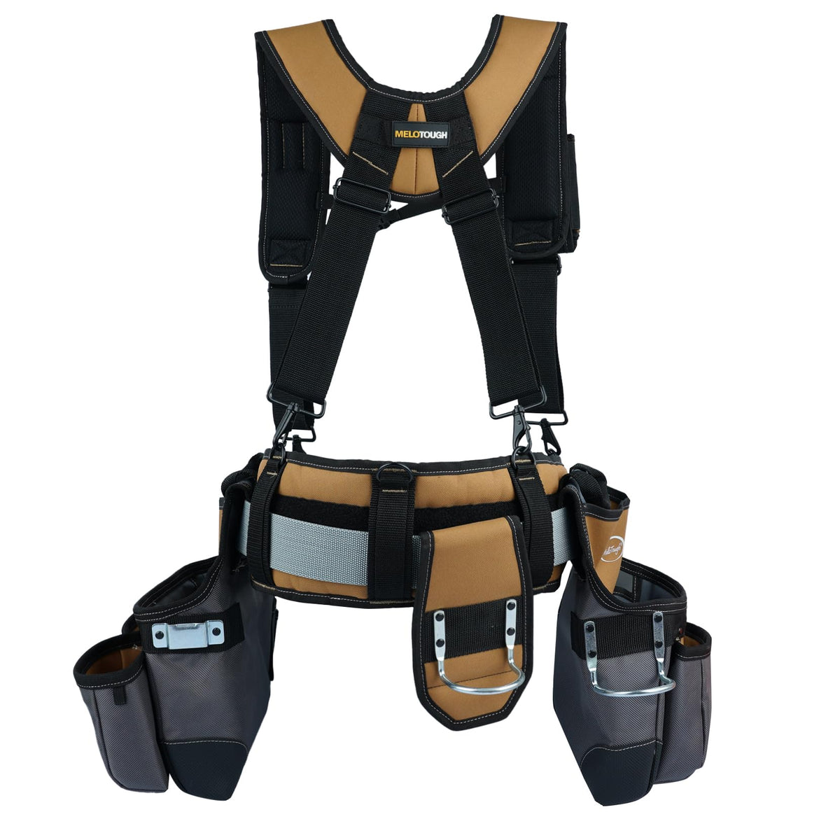 Khaki 28-Pocket Tool Belt and Suspenders U127