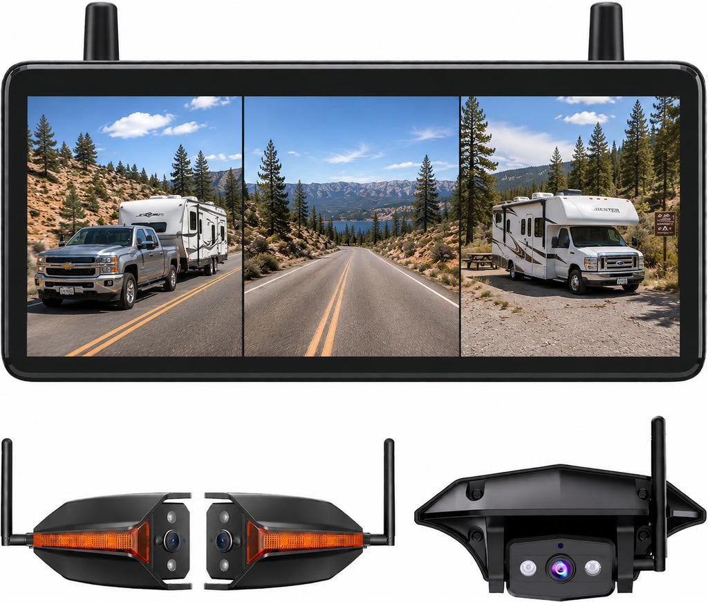 Wireless RV Backup Camera with Triple-Split Screen X58576