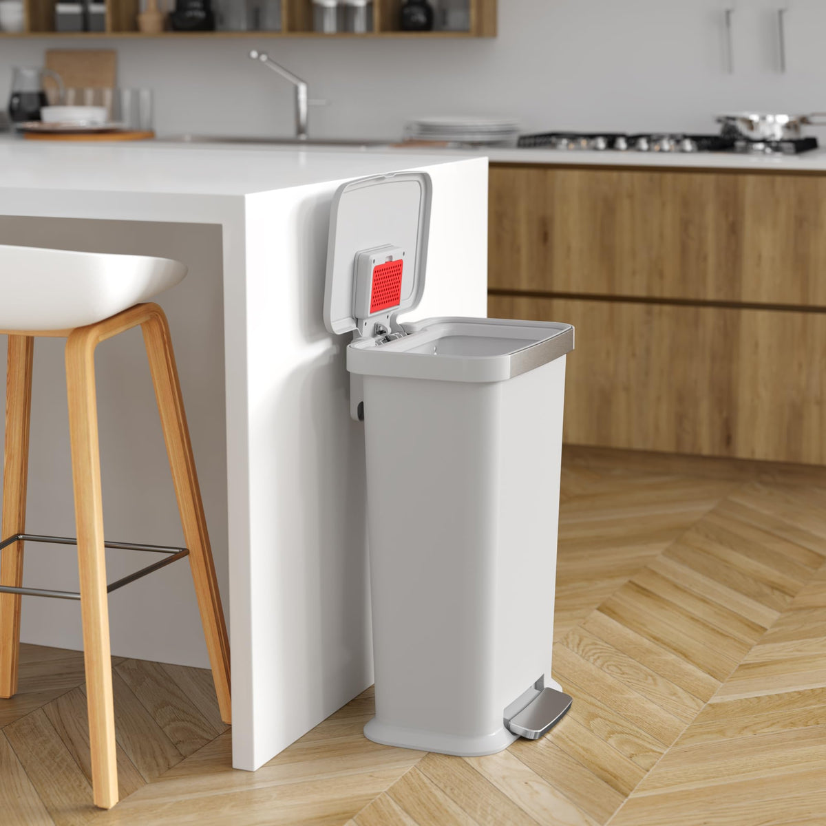 13.2 Gal Step Pedal Kitchen Trash Can with Odor Filter G457