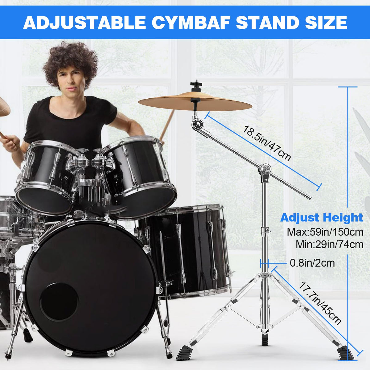 Adjustable Boom Cymbal Stand with Double Braced Legs V564154