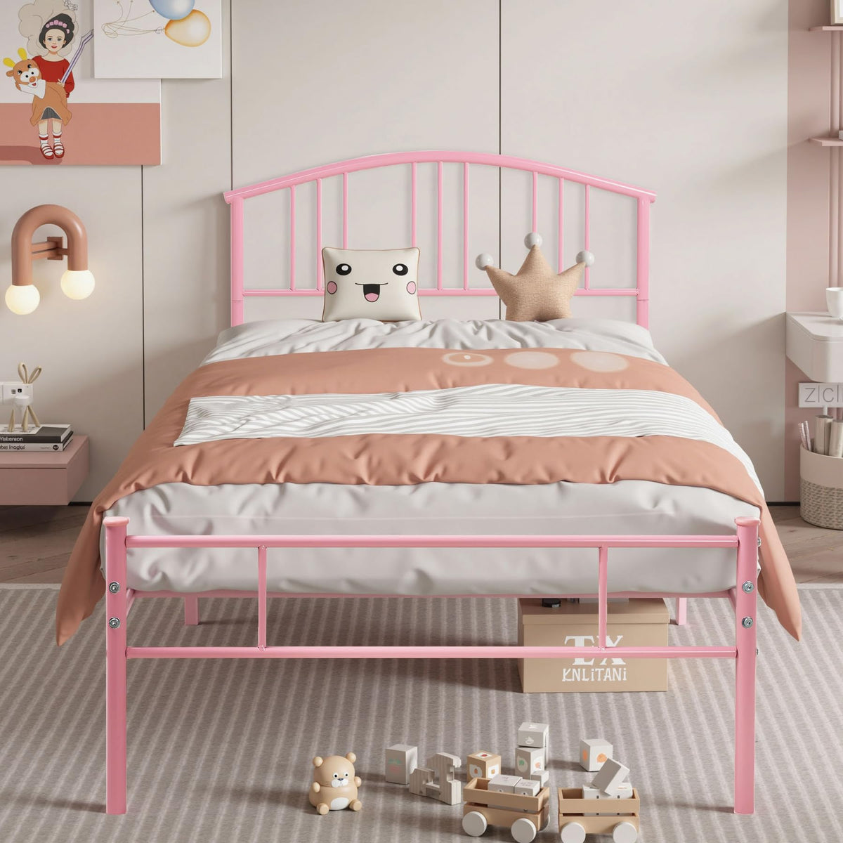 Twin Size Metal Bed Frame with Headboard and Footboard S94548