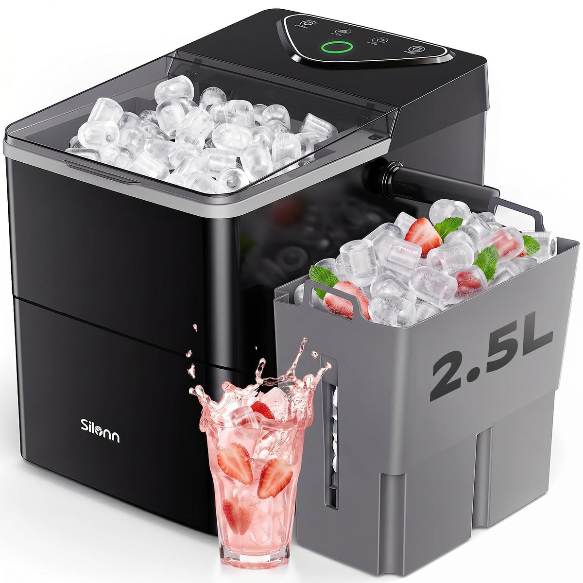 Countertop Ice Maker with 2.5L Ice Basket & 1.8L Water Tank, 26Lbs/24H G419928