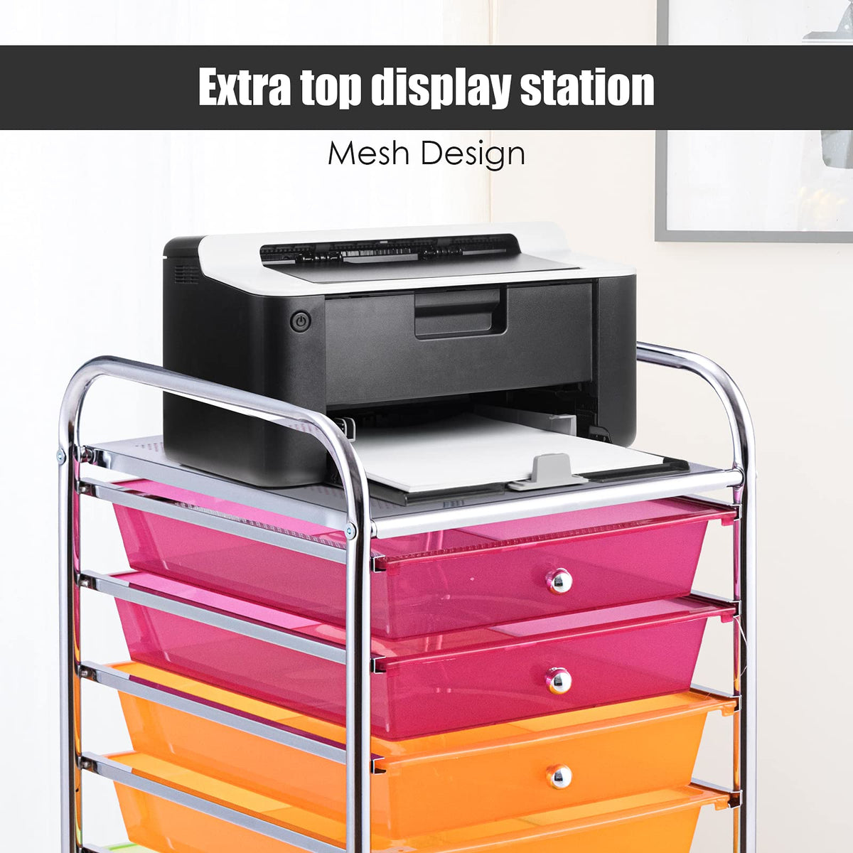 10 Drawer Multicolor Rolling Storage Cart I19787