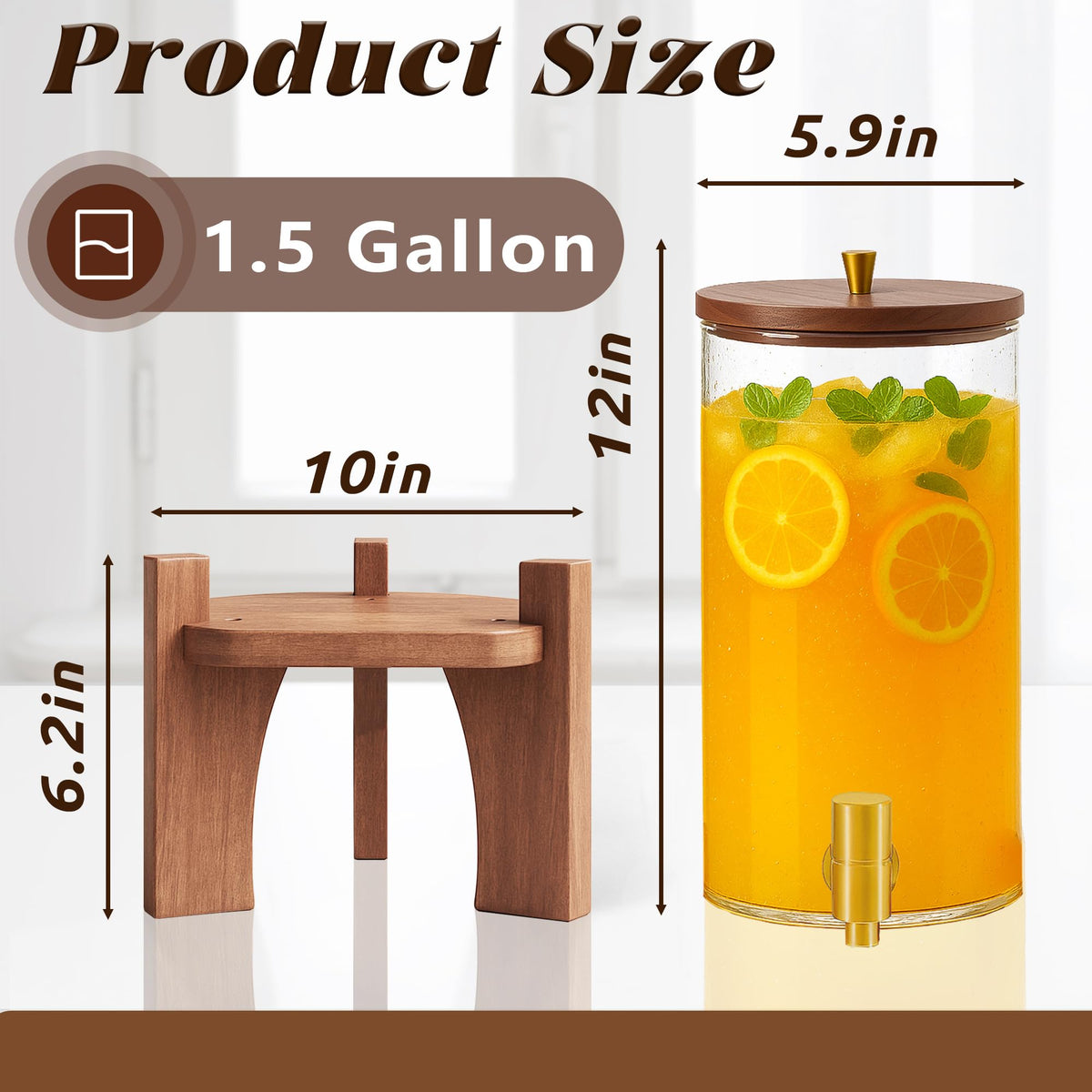 1.5 Gallon Glass Beverage Dispenser with Stand Z499160