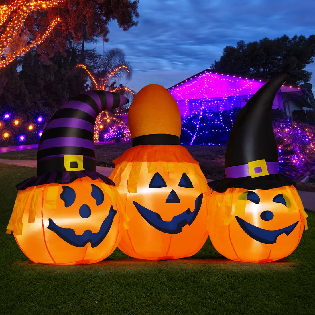 6 FT Halloween Inflatables Outdoor Pumpkin Combo with LED Lights I821126