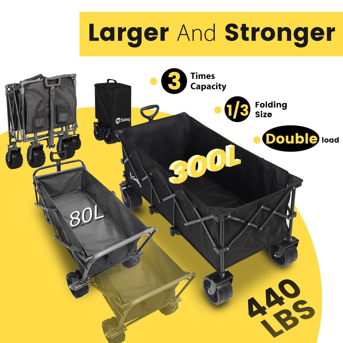300L Extended Collapsible Wagon, 660 lb Capacity M17517