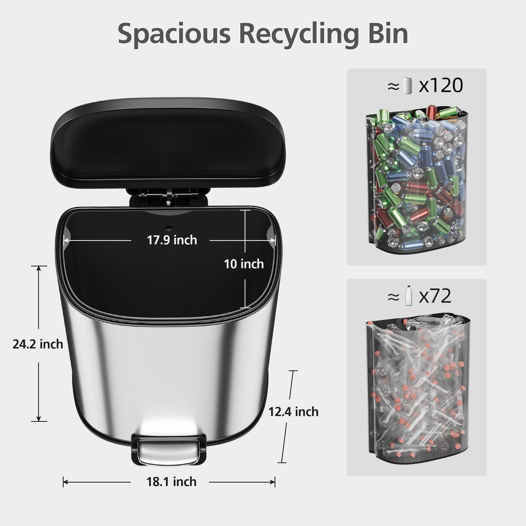 50L Stainless Steel Step-On Trash Can S1842
