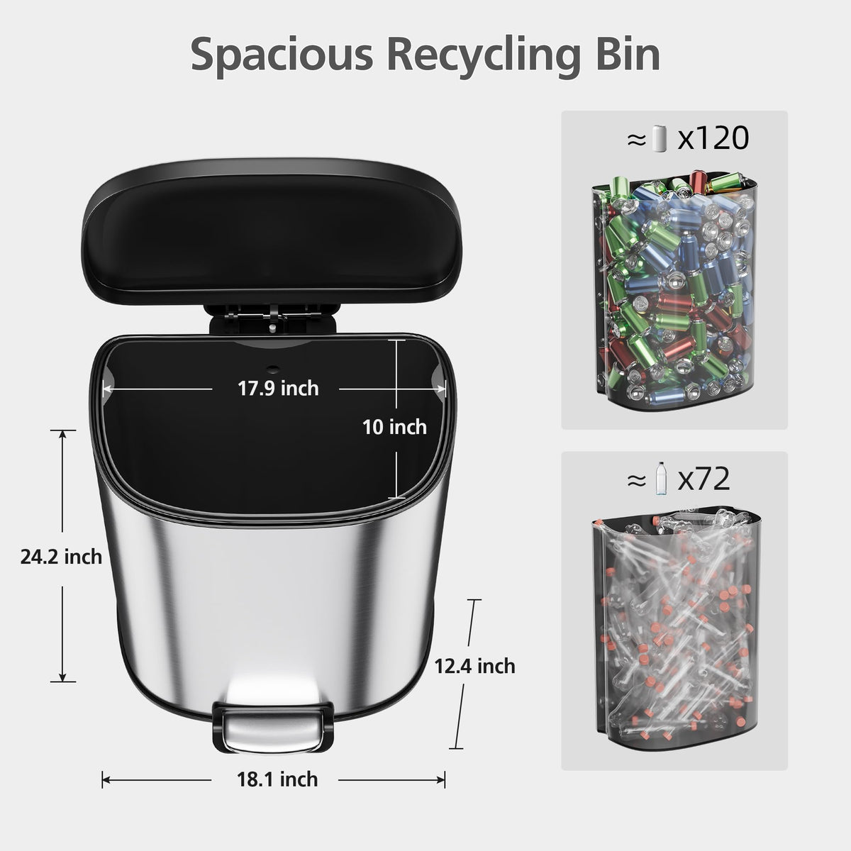 50L Stainless Steel Step-On Trash Can S1842