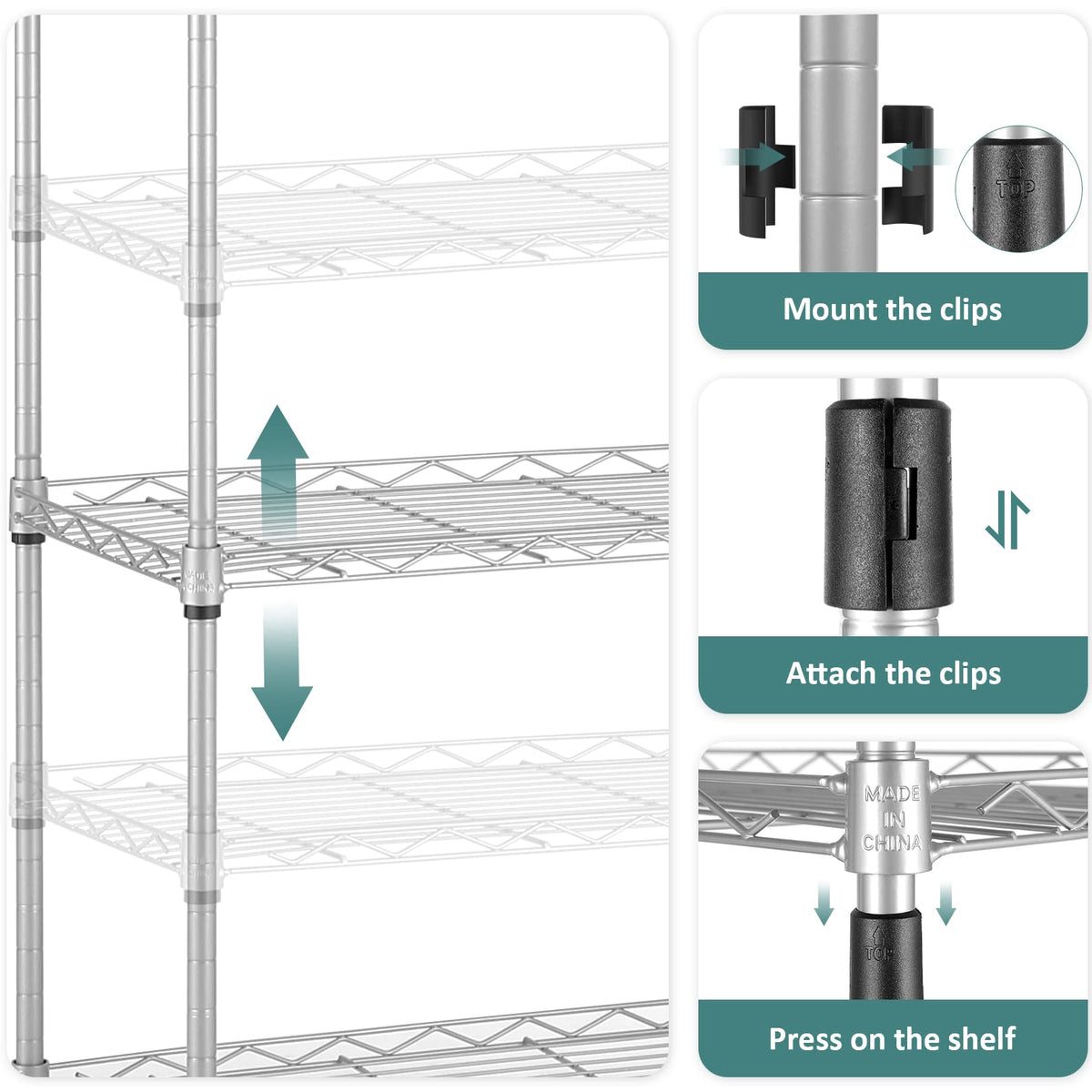6-Tier Wire Shelving Unit with Caster Wheels O4213