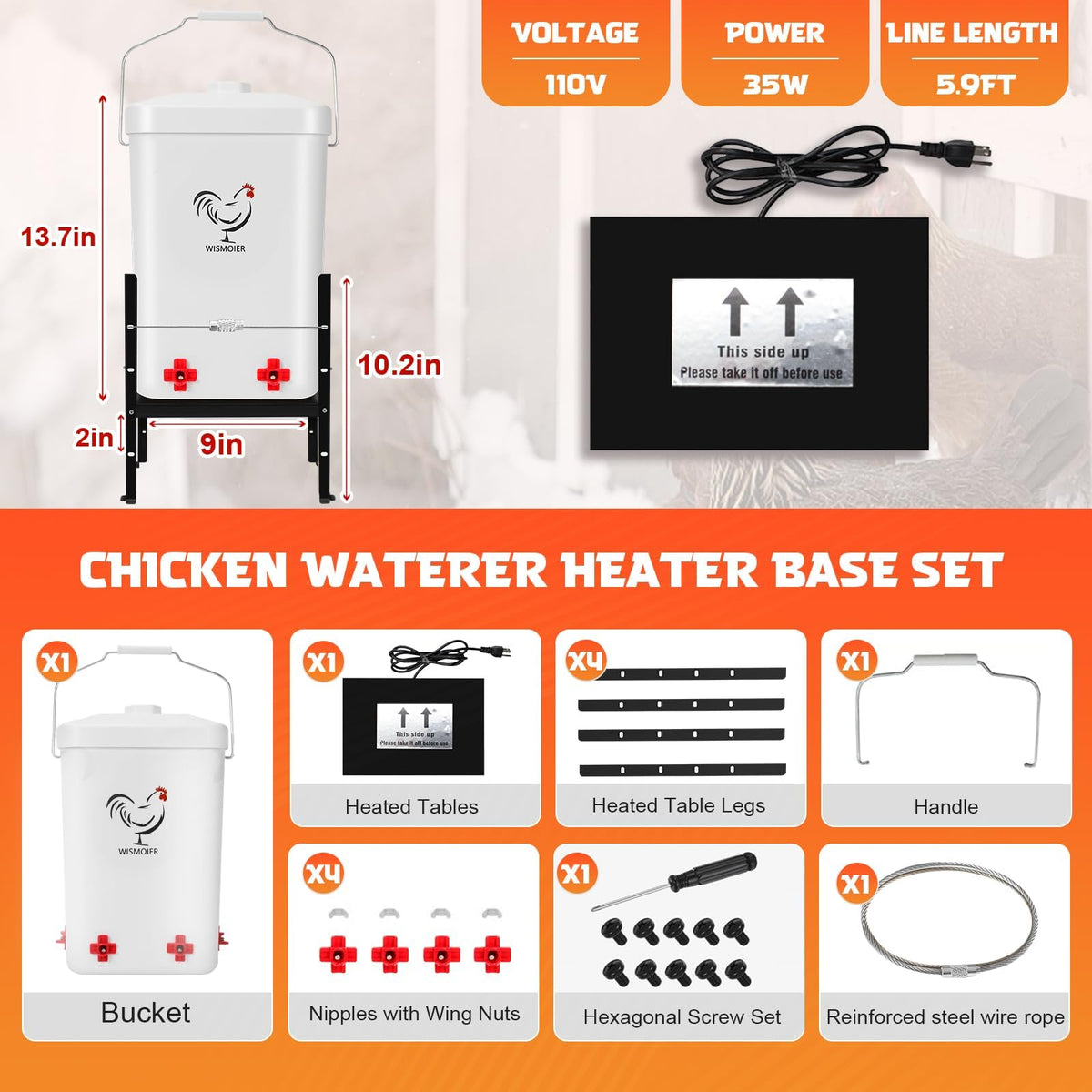 3 Gallon Heated Chicken Waterer W750