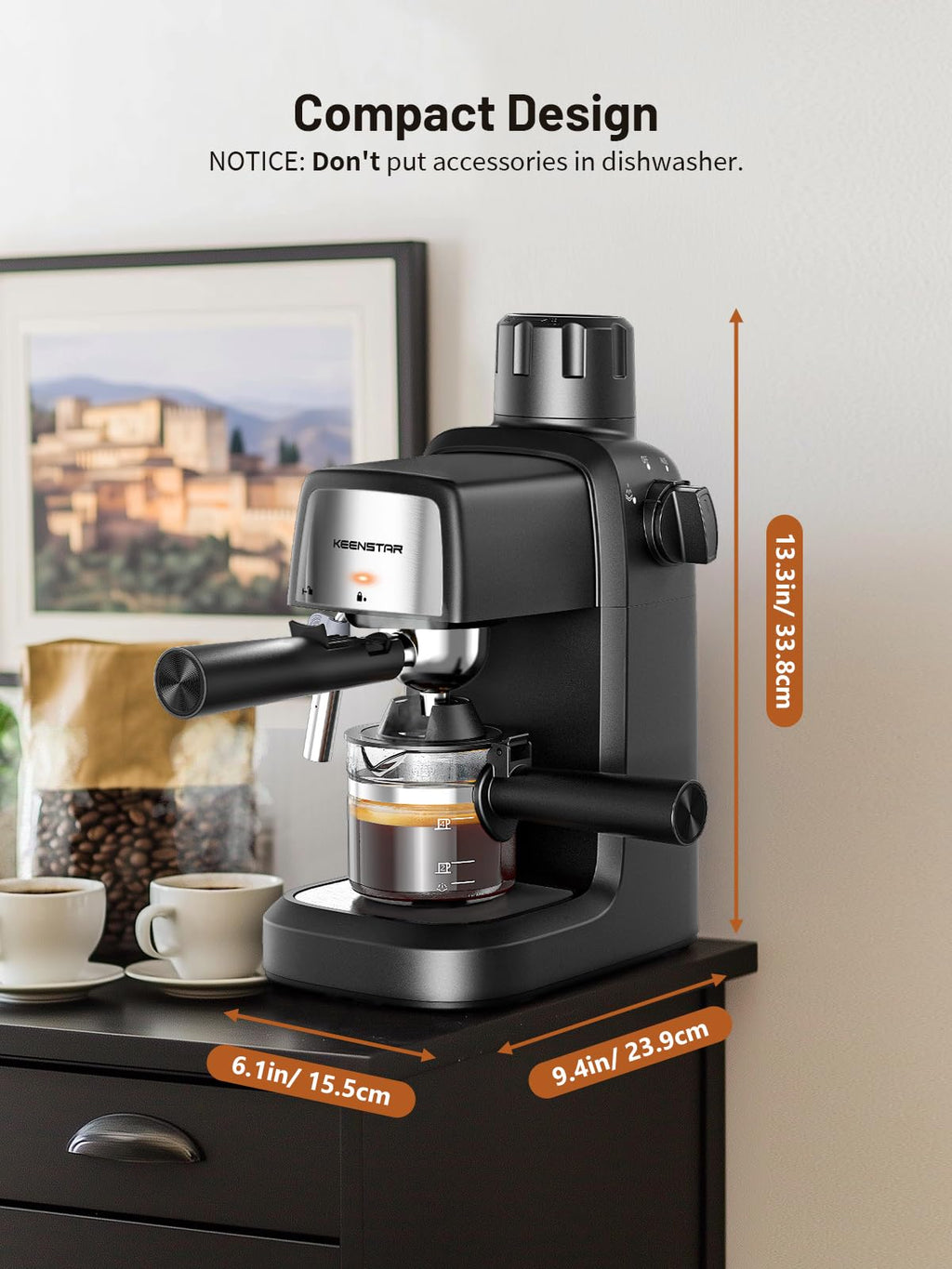 800W Compact 4-Cup Espresso Machine G68001