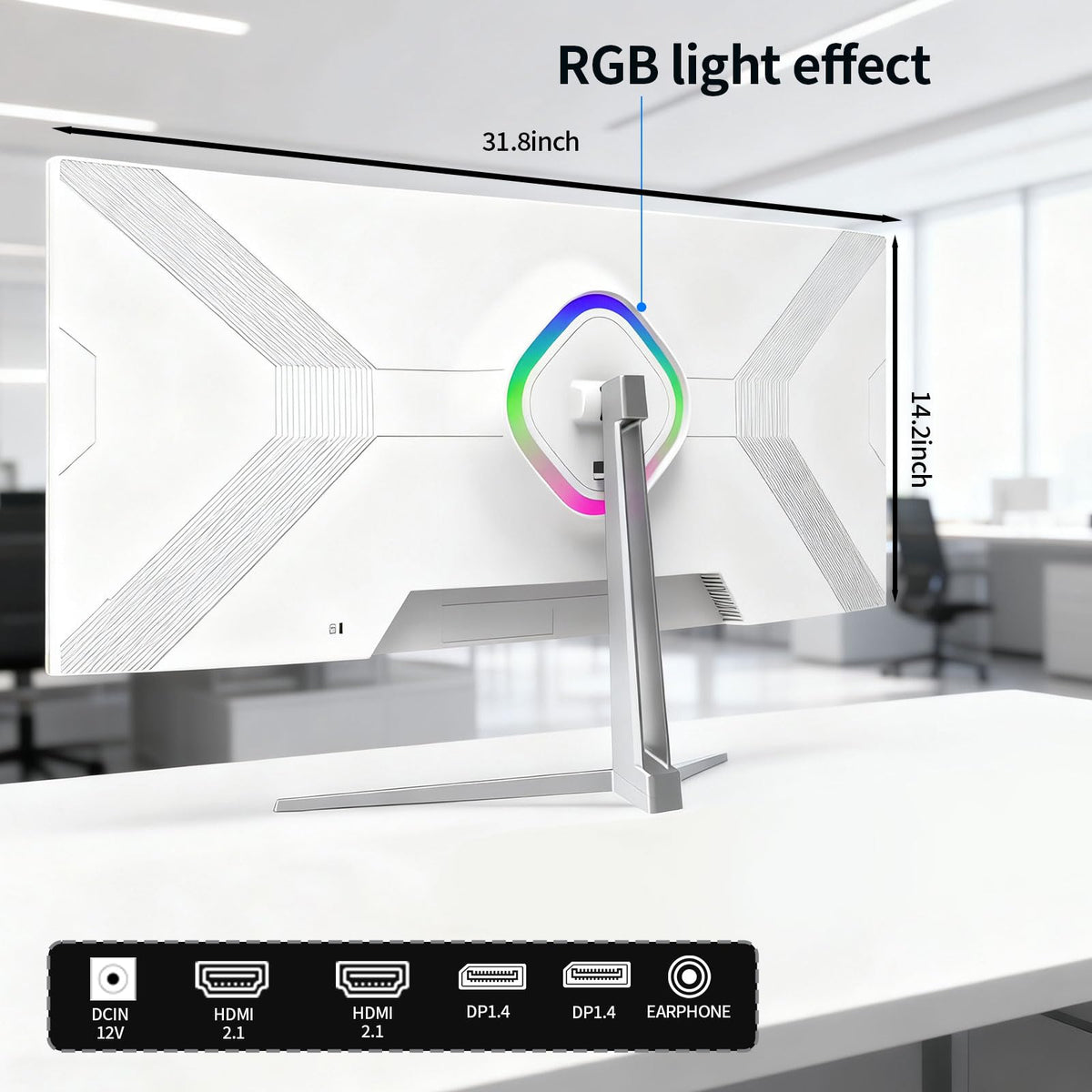 White 34'' Curved Ultrawide Gaming Monitor K653