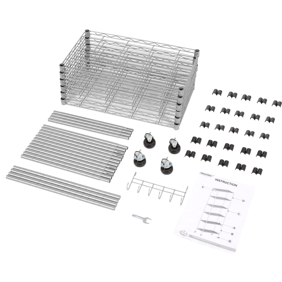 6-Tier Wire Shelving Unit with Caster Wheels O4213