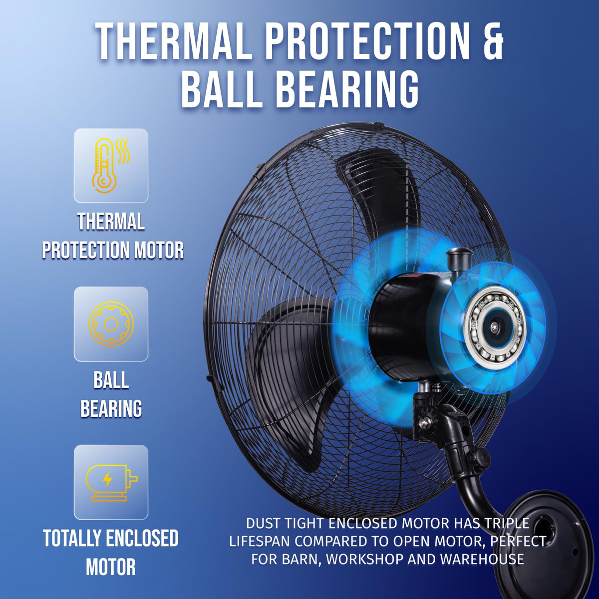 20 Inch Oscillating Waterproof Outdoor Wall Mount Fan 3 Speed 5250 CFM G605