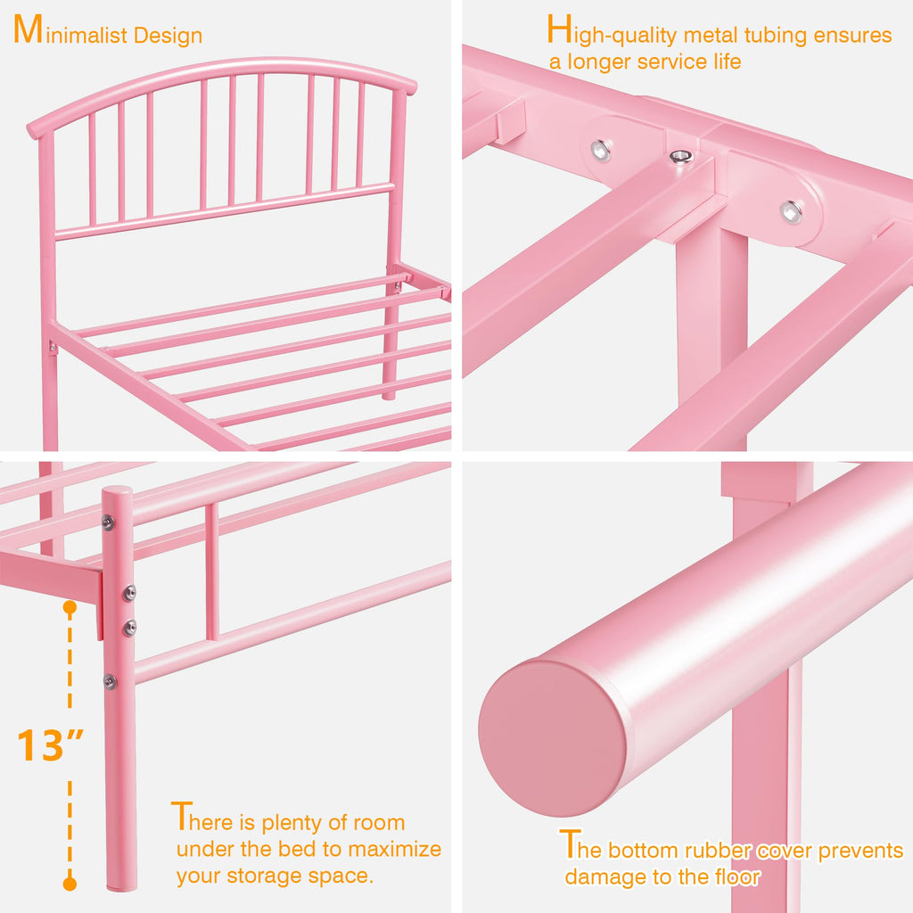 Twin Size Metal Bed Frame with Headboard and Footboard S94548