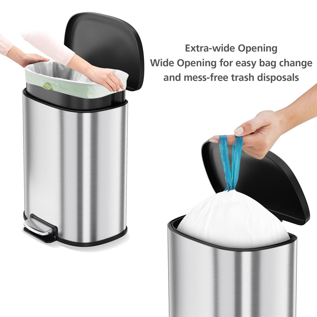 50L Stainless Steel Step-On Trash Can S1842