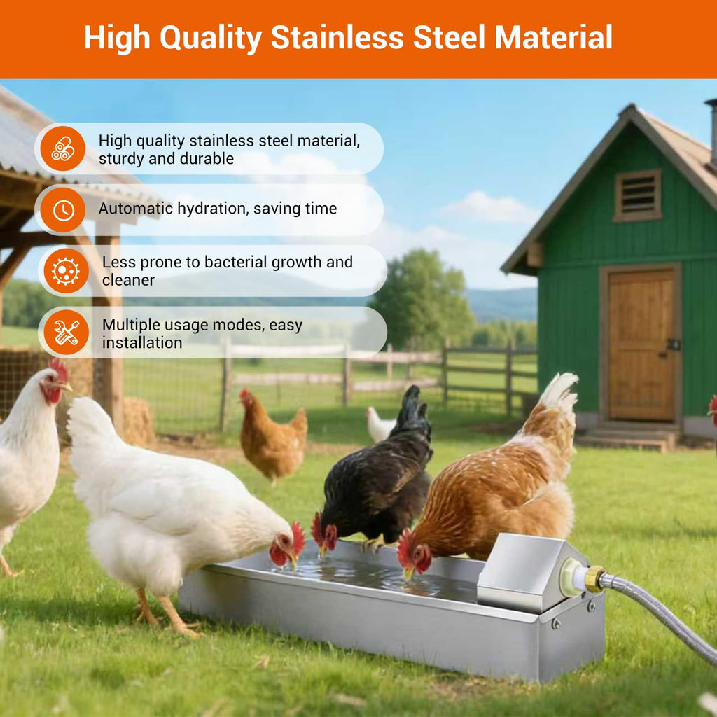 1 Gallon Stainless Metal Automatic Chicken Waterer Dispenser S877