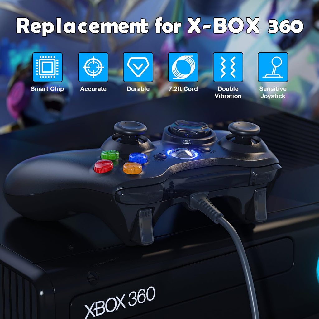 10ft Wired Controller with Upgraded Joystick, Double Shock, 2.5mm Audio Jack - 2 Pack V98007