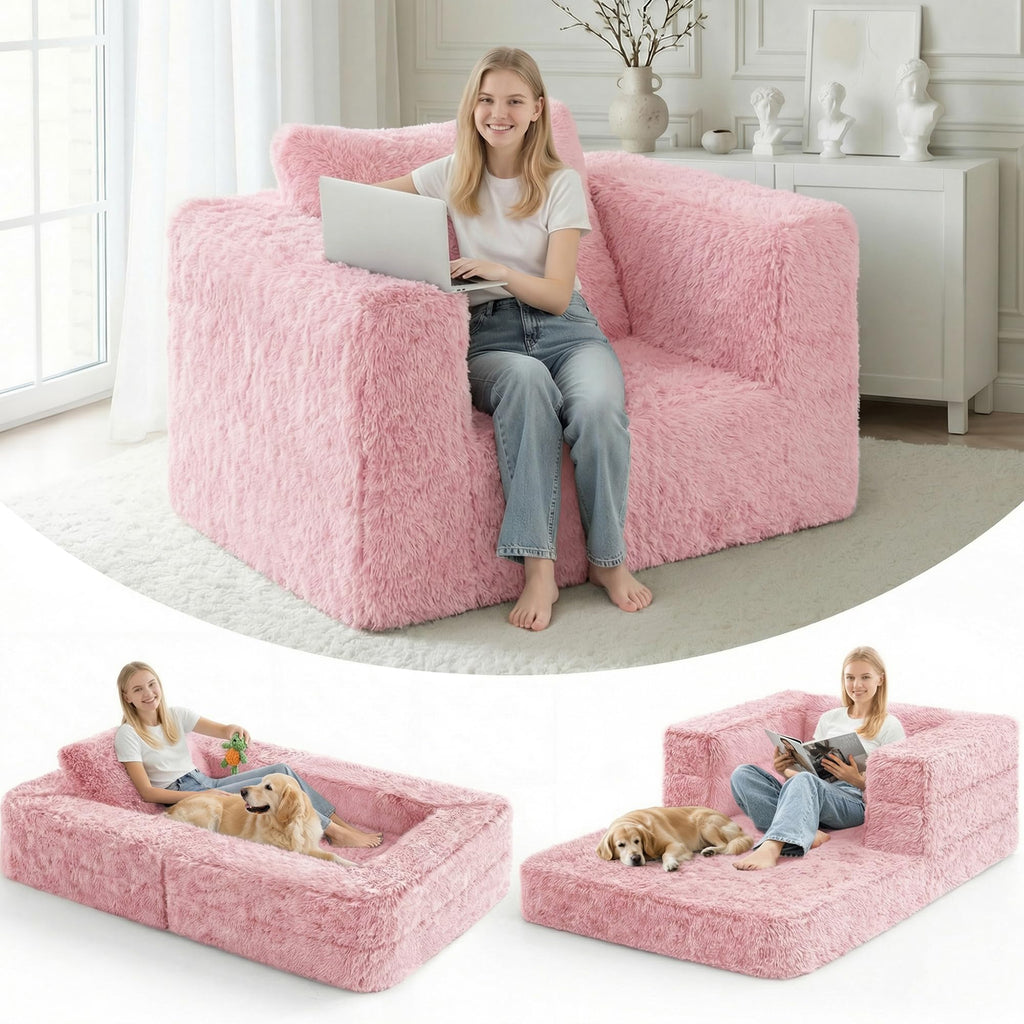 Convertible Sofa Bed 3-in-1 Futon with Pillow M2259