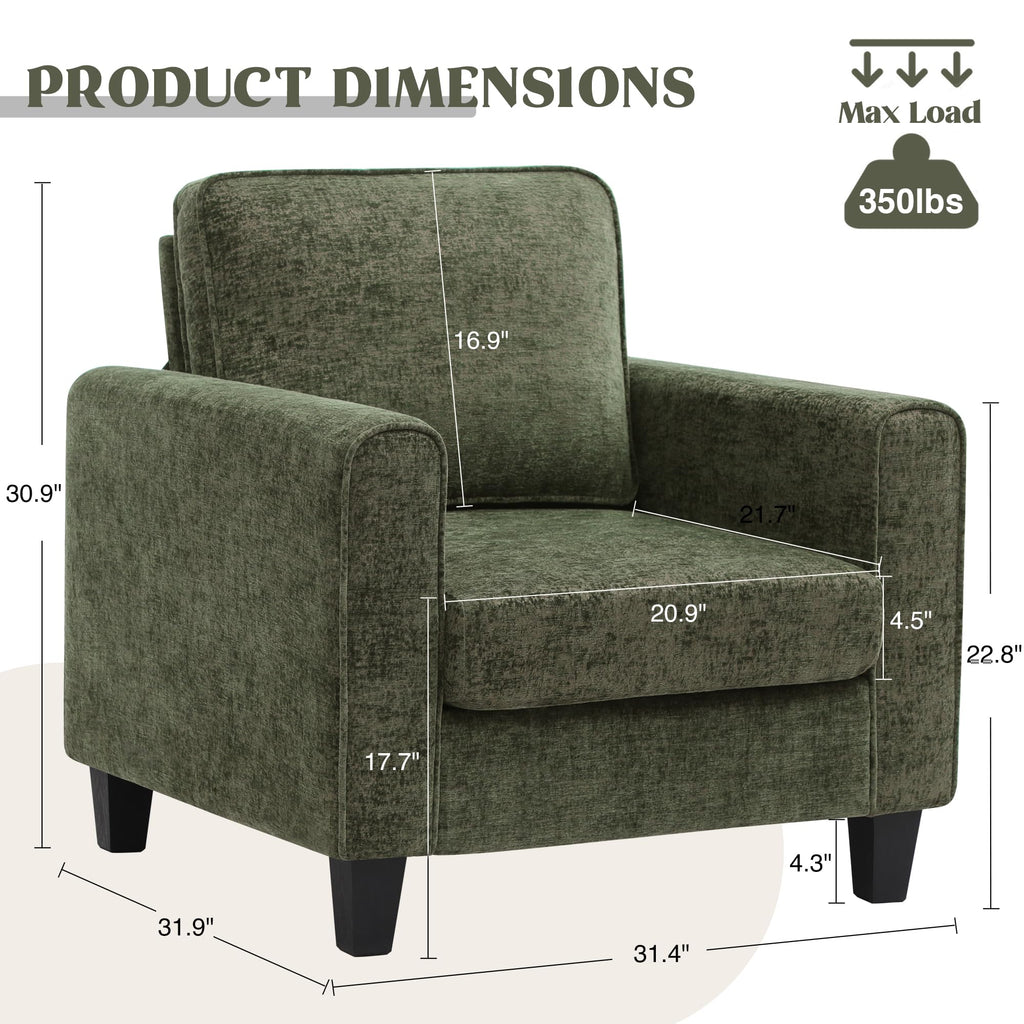 Green Chenille Upholstered Accent Chair X704579