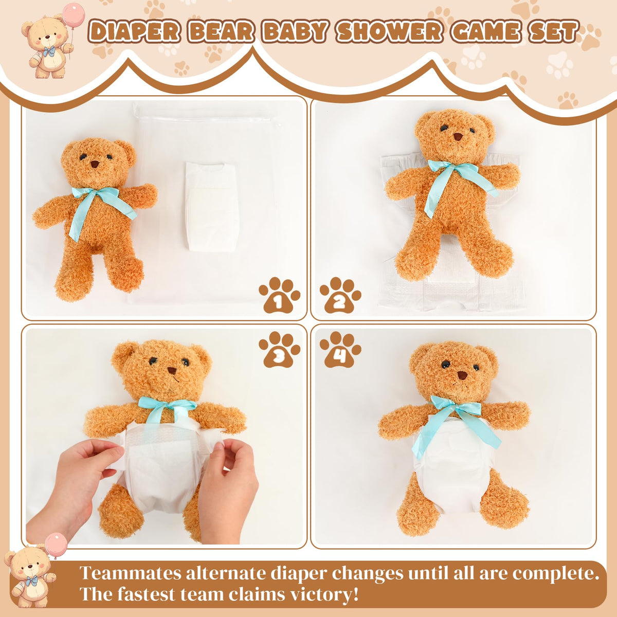 25 Pack Baby Shower Games Blindfold Diaper Changing Kit L72036
