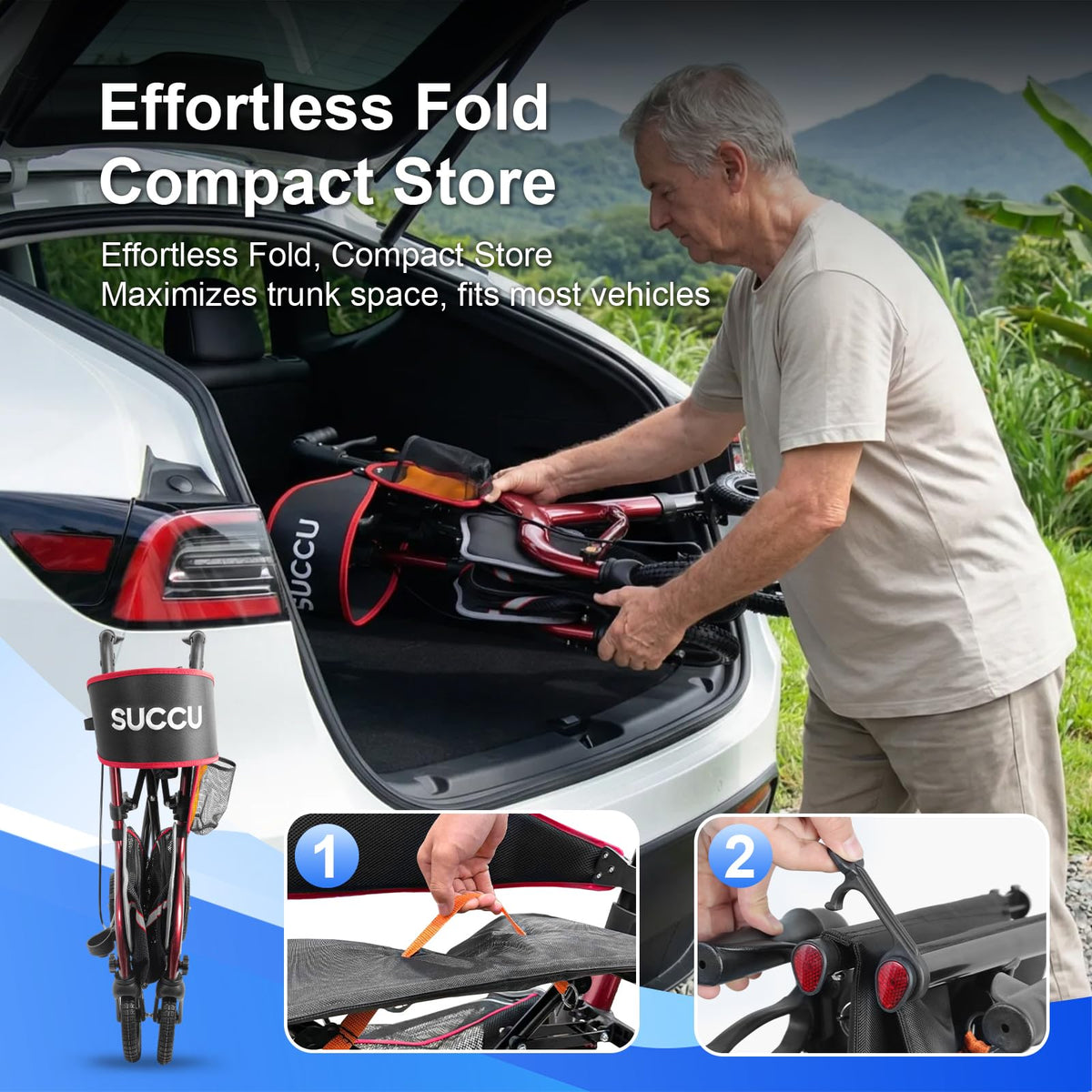 Red 8" All-Terrain Rollator Walker V8977