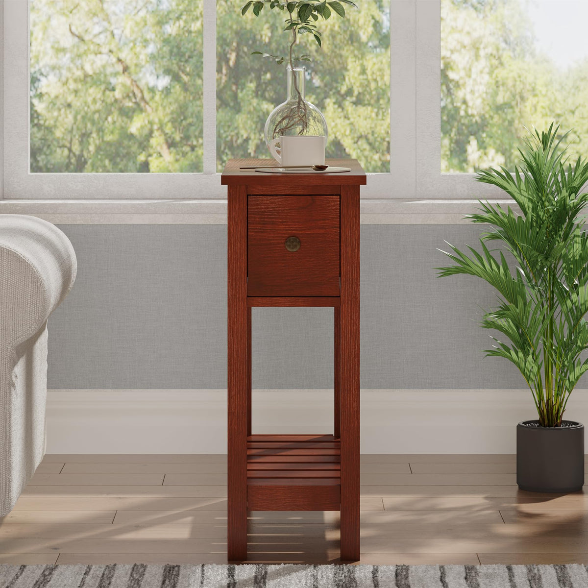Narrow Side Table with Drawer Set of 2 K1837