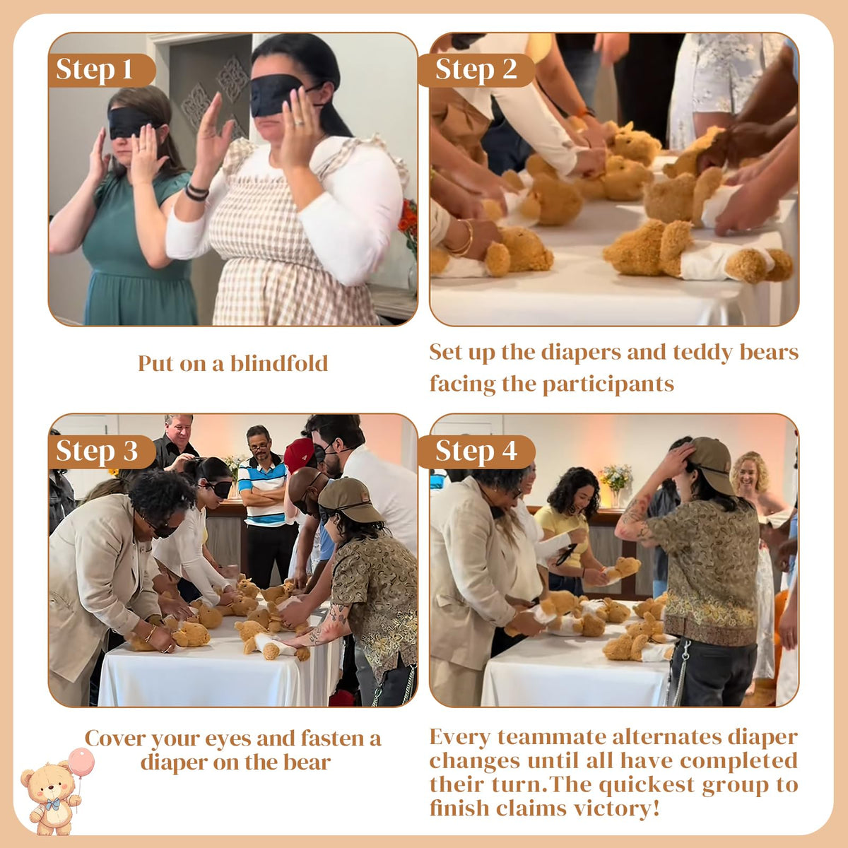 25 Pack Baby Shower Games Blindfold Diaper Changing Kit L72036