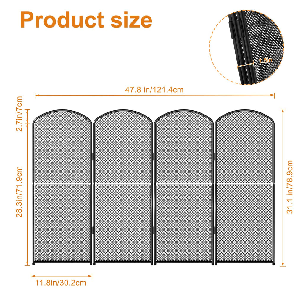 Black Foldable Fireplace Screen W497