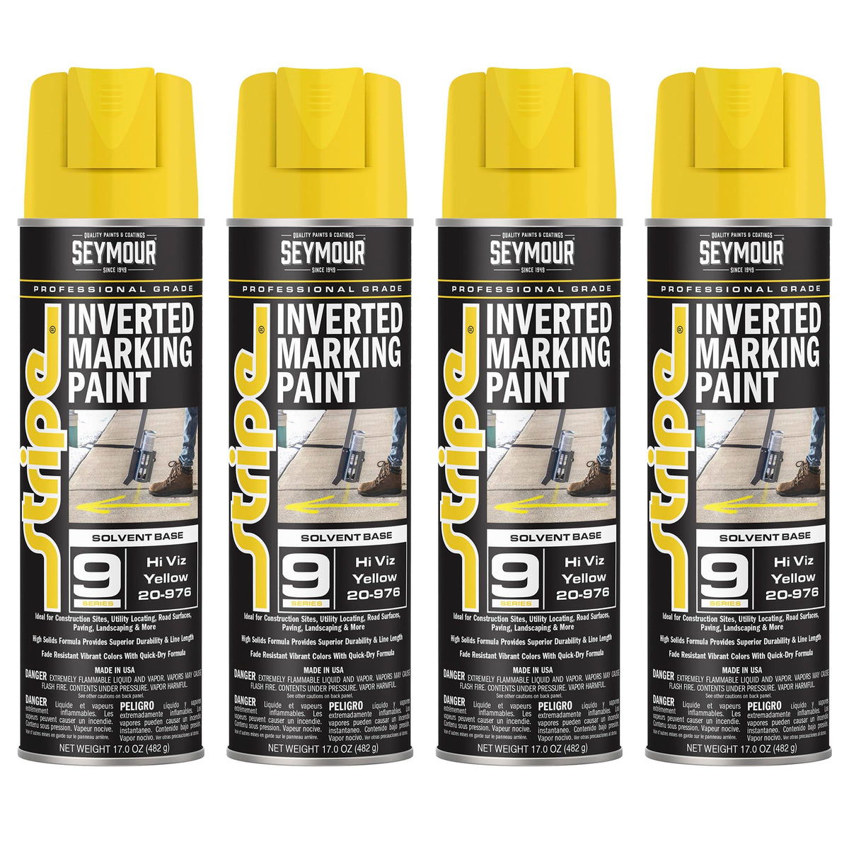 Hi Viz Yellow Inverted Ground Marking Paint 17oz Pack of 4 M867